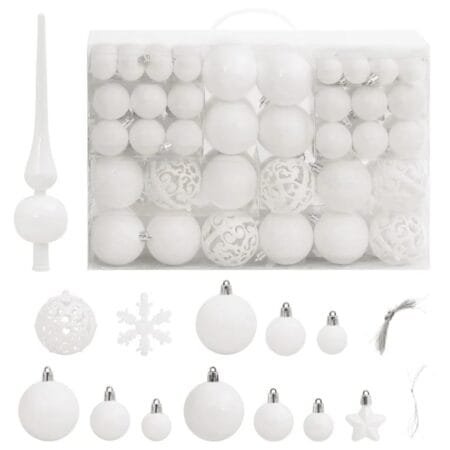 Conjunto 111 de enfeites de Natal branco